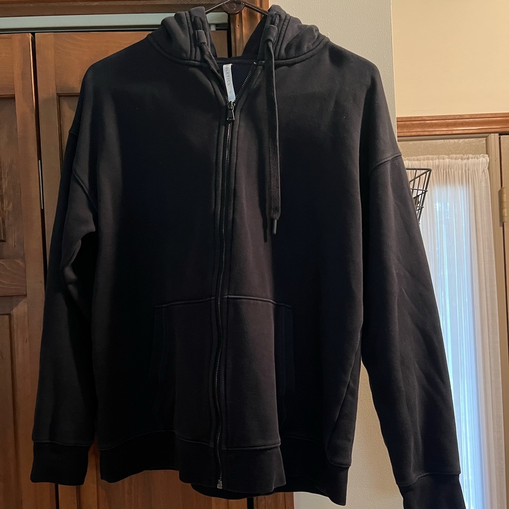 Black zip up fabletics jacket size medium